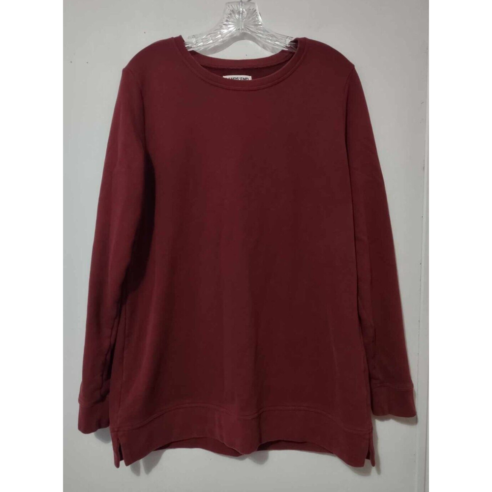 Vintage Land's End Women's Maroon Sweatshirt Size Medium Tall